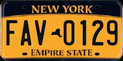 NY license plate FAV0129