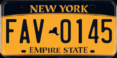 NY license plate FAV0145