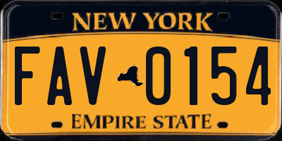NY license plate FAV0154