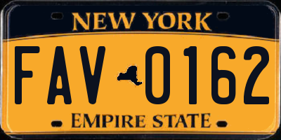 NY license plate FAV0162