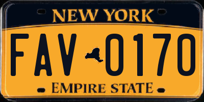 NY license plate FAV0170
