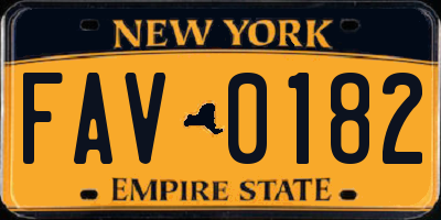 NY license plate FAV0182
