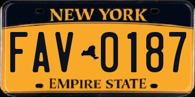 NY license plate FAV0187