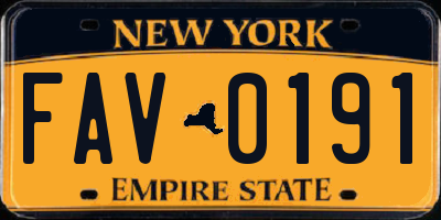 NY license plate FAV0191