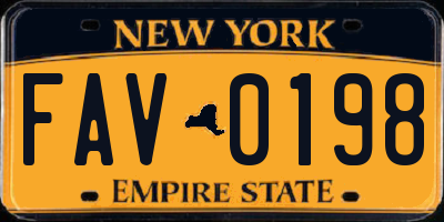 NY license plate FAV0198