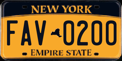 NY license plate FAV0200