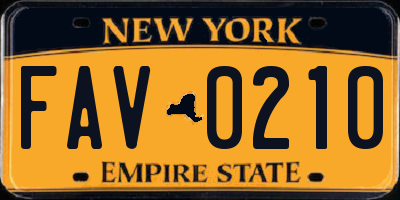 NY license plate FAV0210