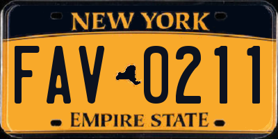 NY license plate FAV0211