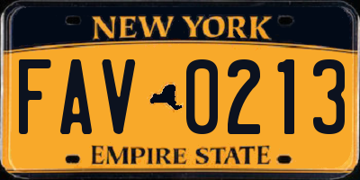 NY license plate FAV0213