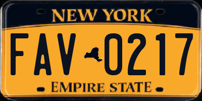 NY license plate FAV0217