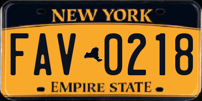 NY license plate FAV0218