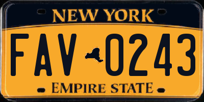 NY license plate FAV0243