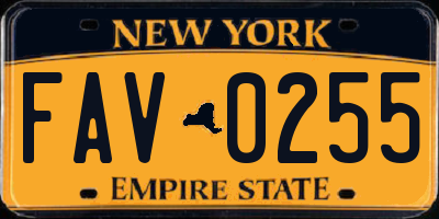 NY license plate FAV0255