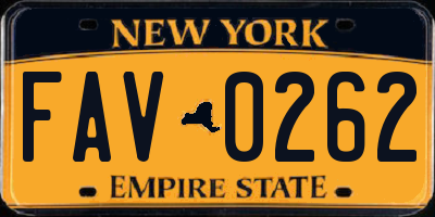 NY license plate FAV0262