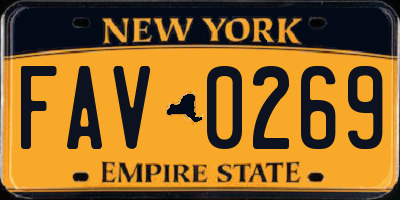 NY license plate FAV0269