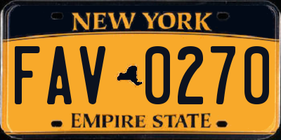 NY license plate FAV0270