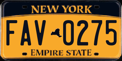 NY license plate FAV0275