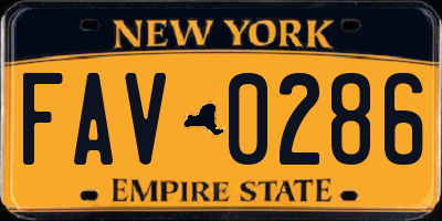 NY license plate FAV0286