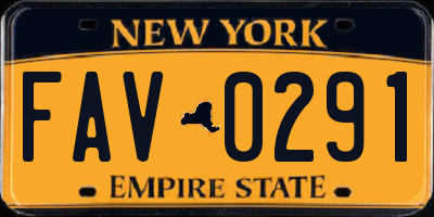 NY license plate FAV0291