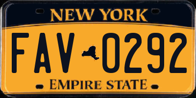 NY license plate FAV0292