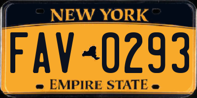 NY license plate FAV0293