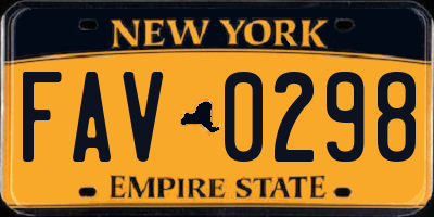 NY license plate FAV0298