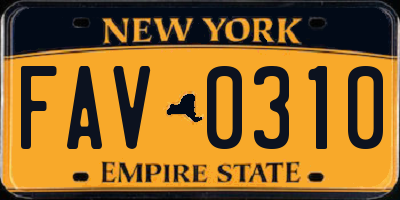 NY license plate FAV0310