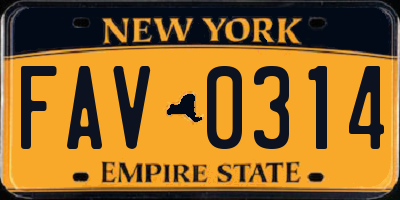 NY license plate FAV0314