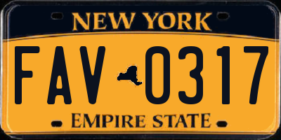 NY license plate FAV0317