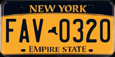 NY license plate FAV0320