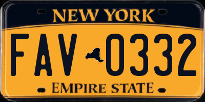 NY license plate FAV0332