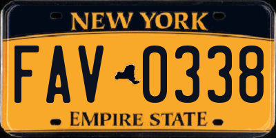 NY license plate FAV0338