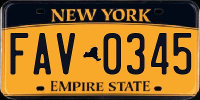 NY license plate FAV0345