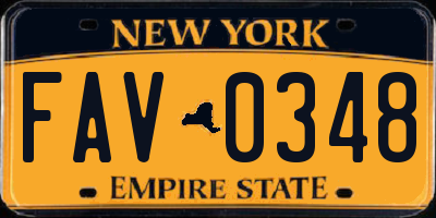 NY license plate FAV0348