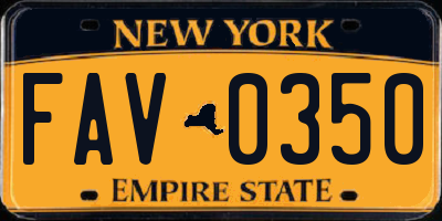 NY license plate FAV0350