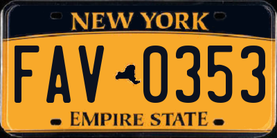 NY license plate FAV0353