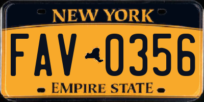 NY license plate FAV0356