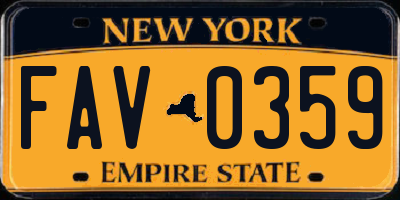 NY license plate FAV0359