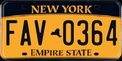 NY license plate FAV0364