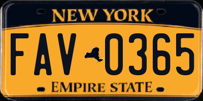 NY license plate FAV0365