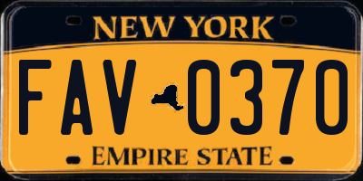 NY license plate FAV0370
