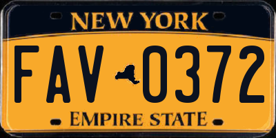 NY license plate FAV0372