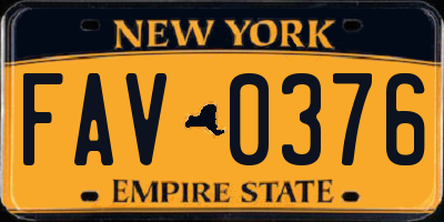 NY license plate FAV0376