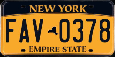 NY license plate FAV0378