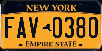 NY license plate FAV0380