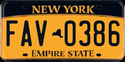 NY license plate FAV0386