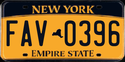 NY license plate FAV0396