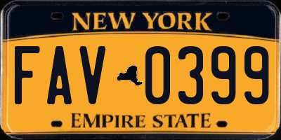NY license plate FAV0399
