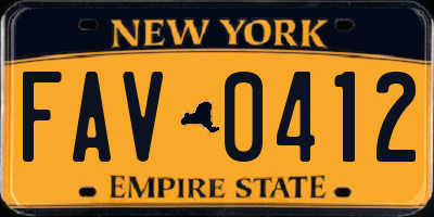 NY license plate FAV0412