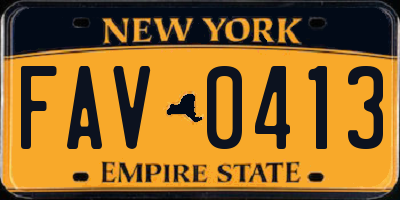 NY license plate FAV0413